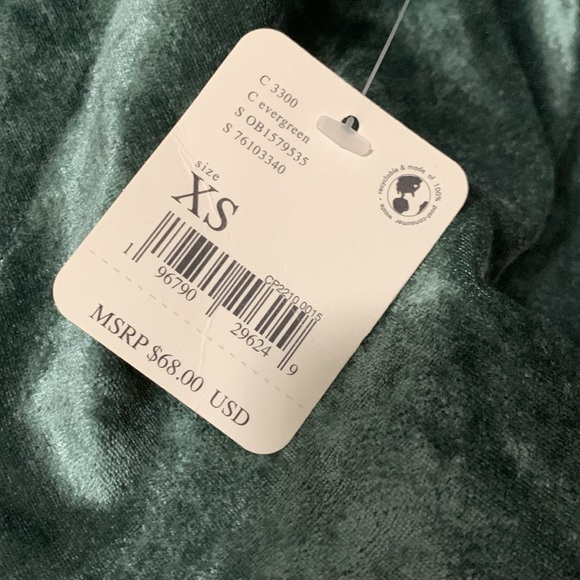 FREE PEOPLE All Night Velvet Tunic Strappy Tank Top Green - Picture 6 of 12